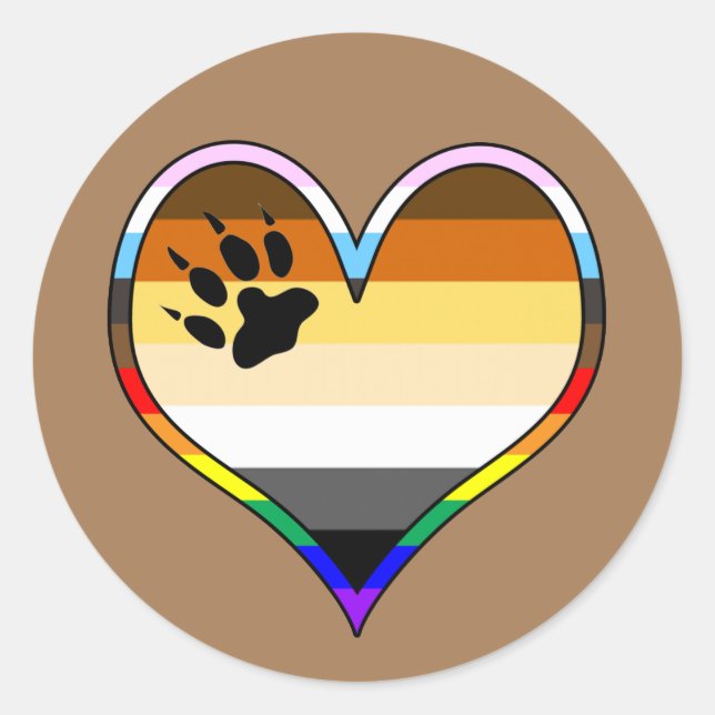 Bear Pride Heart Classic Round Aufkleber (Vorderseite)