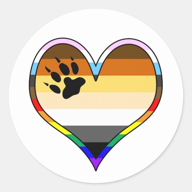 Bear Pride Heart Classic Round Aufkleber (Vorderseite)