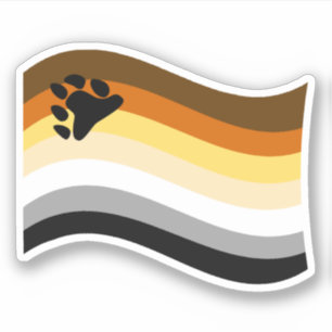 Bear Pride Paw Wavy Flag Aufkleber