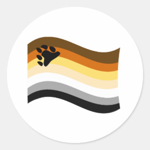 Bear Pride Paw Wavy Flag Runder Aufkleber