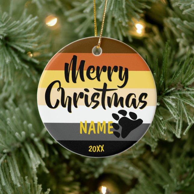 Bear Pride Personalisierte Weihnachten Keramik Ornament (Baum)