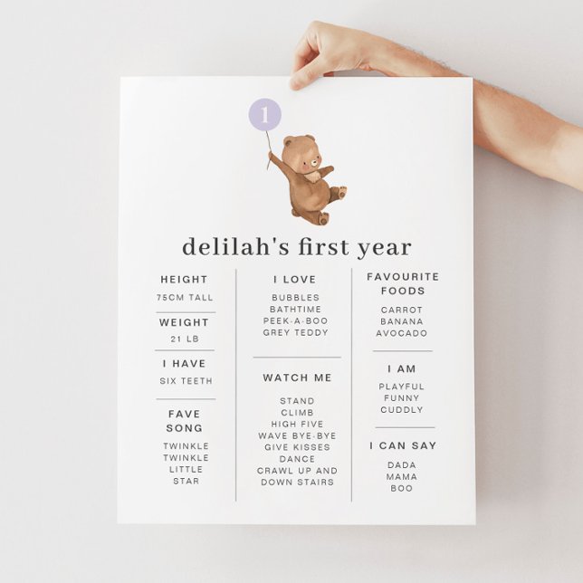 Bear Purple Balloon Poster de jalon (Créateur téléchargé)