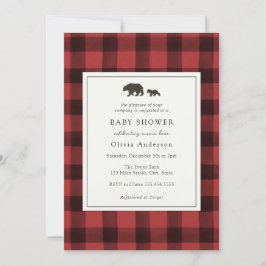 Bear Red Kariert Baby Dusche Einladung