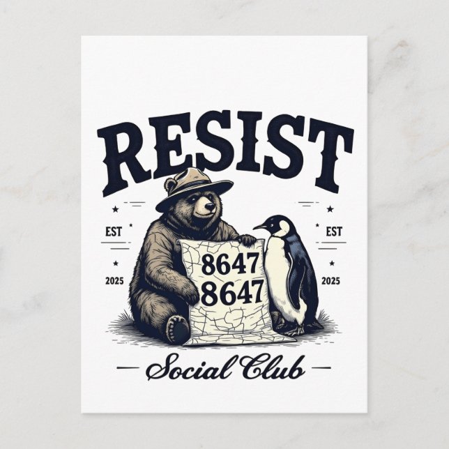 Bear Resist Protect National Park Anti Trump 8647 Ankündigungspostkarte (Vorderseite)