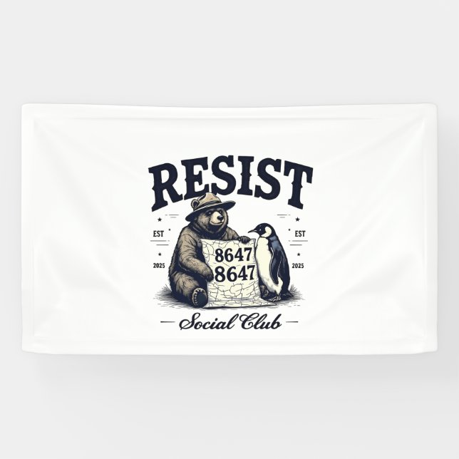 Bear Resist Protect National Park Anti Trump 8647 Banner (Horizontal)