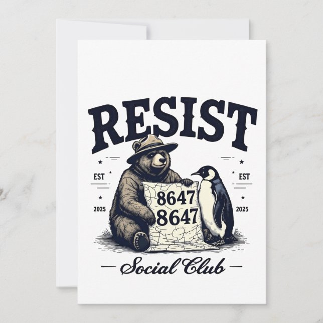 Bear Resist Protect National Park Anti Trump 8647 Einladung (Vorderseite)