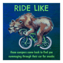 Bear Riding a Bicycle Motivierend Poster