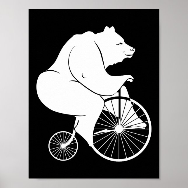 Bear Riding Penny Farthing Bike Poster (Vorne)