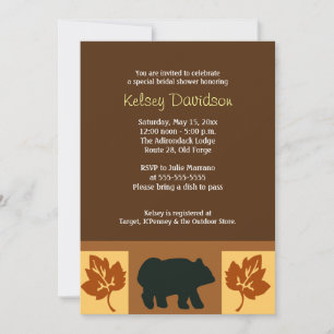 BEAR Rustic Lodge Stil 12x18 Brautparty laden Einladung