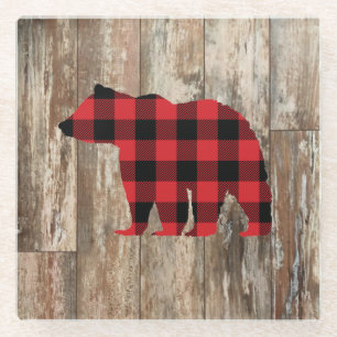 Bear Rustic Wilderness Decor Glass Untersetzer