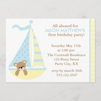 Bear Sailboat Geburtstagsparty Einladungen