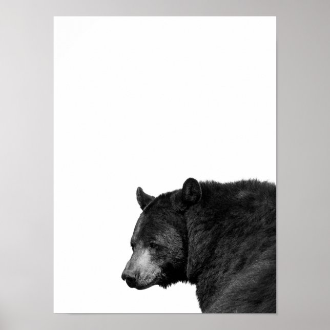 Bear Schwarz-weiß Cabin Kinderzimmer Foto Plakat (Vorne)