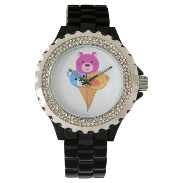 Bear Scoop Ice Cream Cone Armbanduhr (Vorderseite)