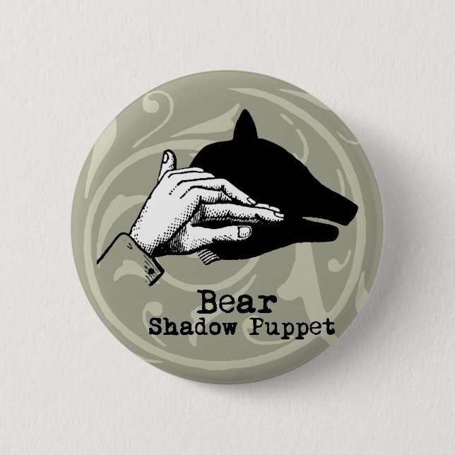 Bear Shadow Puppet Hand Vintag Button (Vorderseite)