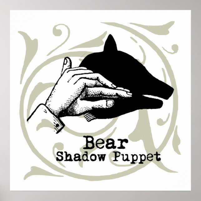 Bear Shadow Puppet Hand Vintag Poster (Vorne)