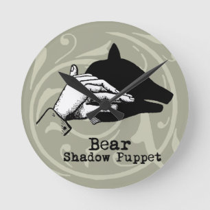Bear Shadow Puppet Hand Vintag Runde Wanduhr