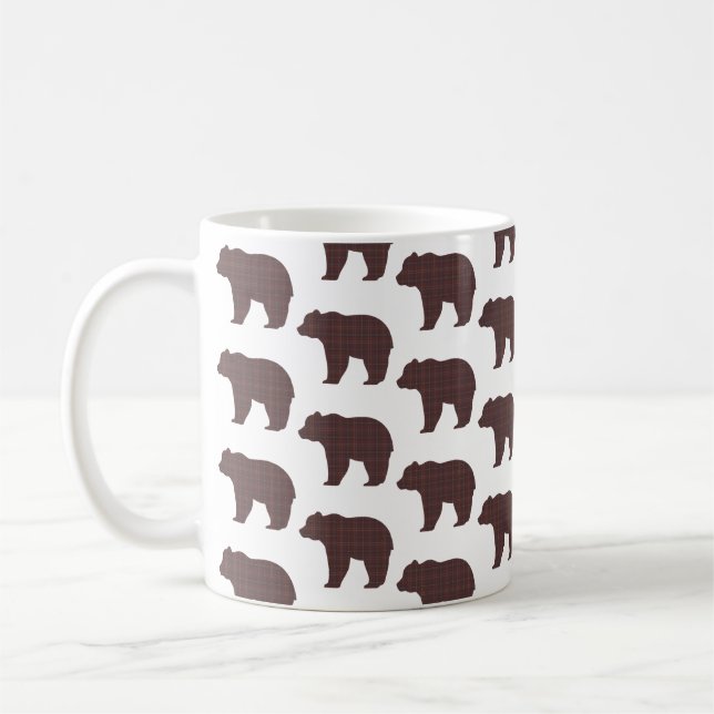 Bear Shape Plaid Brown Cabin Core Kaffeetasse (Links)