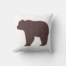 Bear Shape Plaid Brown Cabin Core Kissen