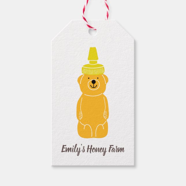 Bear Shaped Honey Flasche Custom Krawatte on Geschenkanhänger (Vorderseite)
