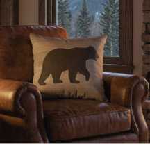 Bear Silhouette Reversible Throw Pillow