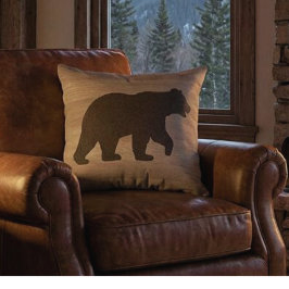 Bear Silhouette Reversible Throw Pillow Kissen