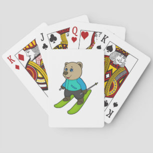 Bear Skier Ski Spielkarten