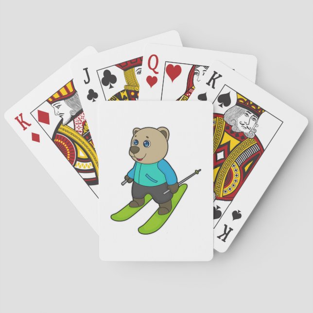 Bear Skier Ski Spielkarten (Rückseite)