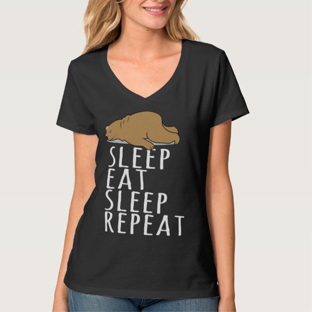 Bear Sleep Eat Repeat Slogan Nightdress T-Shirt (Vorderseite)