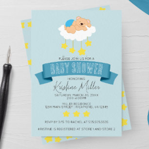 Bear Sleeping on Nuds Baby shower Invitation