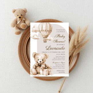 Bear Spanish Baby Shower Boy invitation Einladung