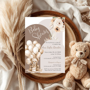 Bear Spanish Baby Shower Girl Einladung