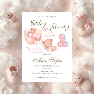 Bear Spanish Baby Shower invitation