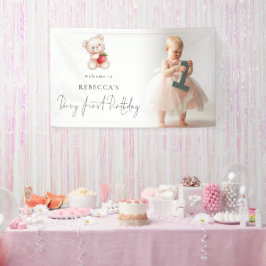 Bear Strawberry Foto Willkommen Berry First Birthd Banner