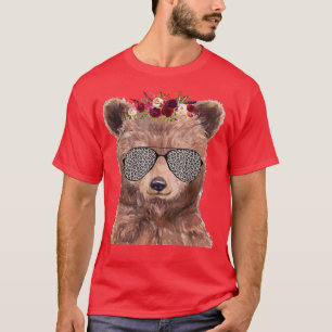 Bear Sunglass Japanese Cherry Niedlich Blossom Sak T-Shirt
