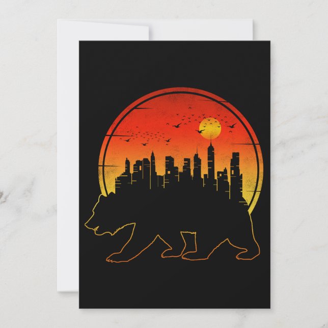 Bear Sunset City Einladung (Vorderseite)