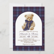 Bear Tartan Gender Neutral Baby Shower