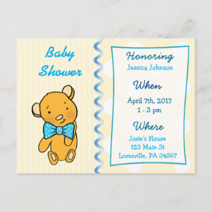 Bear Teddy Tan Tan Baby shower Invitation