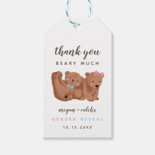 Bear Theme Gender Reveal Gastgeschenk Gift Tags Geschenkanhänger