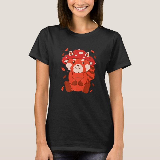 Bear Toadstol Hat Herbst Katzenbär Red Panda T-Shirt (Vorderseite)
