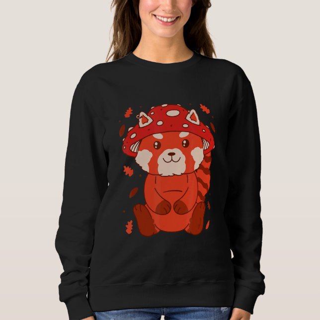 Bear Toadstool Hat Autumn Cat Bear Red Panda Sweatshirt (Vorderseite)