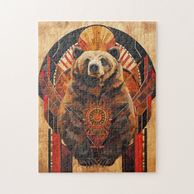 Bear Totem – Strength in Deco Style (Vertikal)