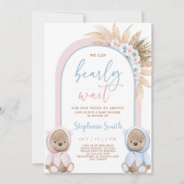 Bear Twins Boy and Girl Baby shower Invitation