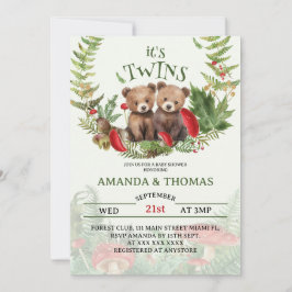 Bear Twins Woodland Themed Baby Dusche Einladung