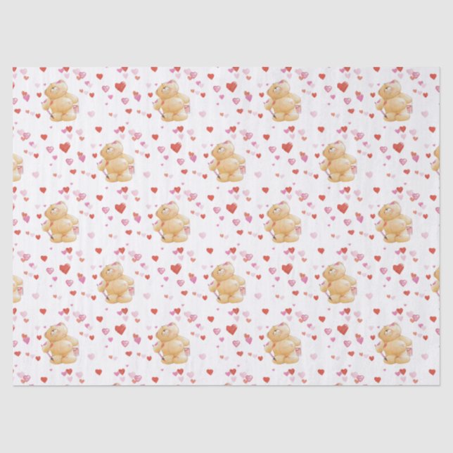 Bear Valentine's Day Tissue Paper Seidenpapier (Vorderseite)