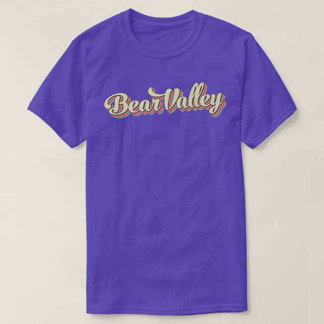 Bear Valley TShirt Retro Art Baseball machen Vinta (Design vorne)
