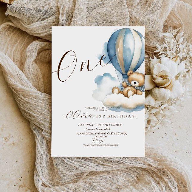 Bear Watercolor Erstgeburtsgeschlecht neutral Einladung (Von Creator hochgeladen)