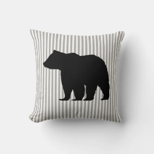 Bear Wilderness Graue und weiße Streifen wirbelkis Kissen