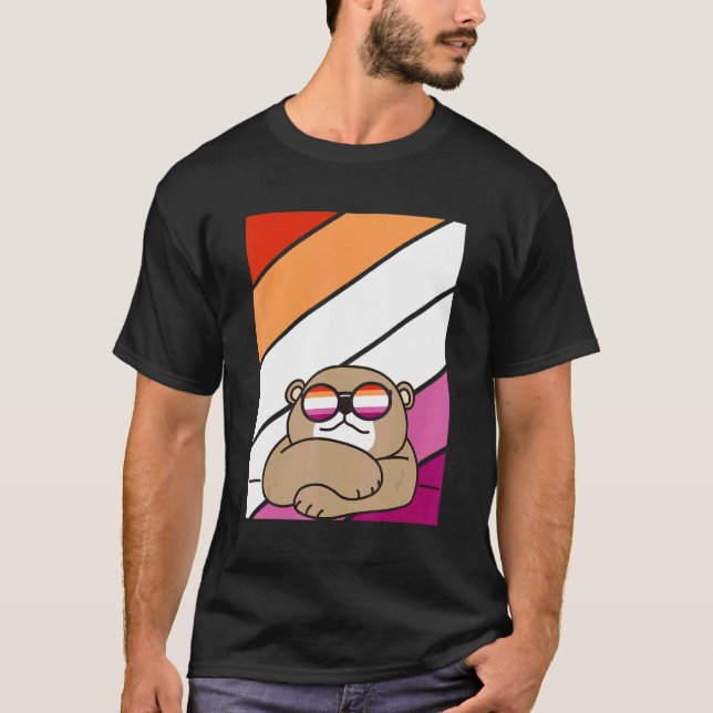 Bear With Pride Lesbian Flag LGBTQ Proud Ally Prid T-Shirt (Vorderseite)