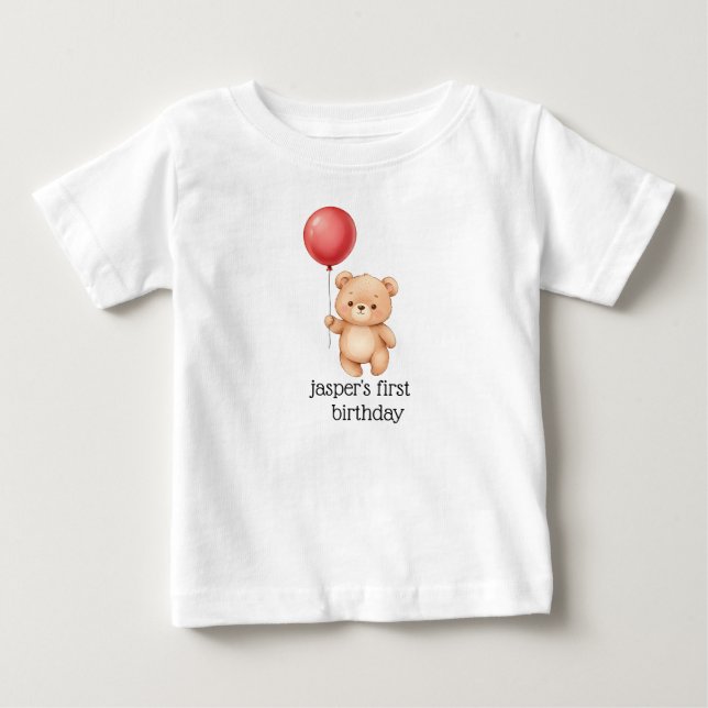 Bear with Red Balloon Party Hat Cute Baby T-shirt (Vorderseite)
