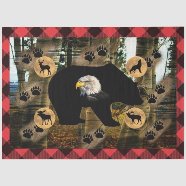 Bear Wolf Elk Moose Deer Eagle Seidenpapier (Vorderseite)